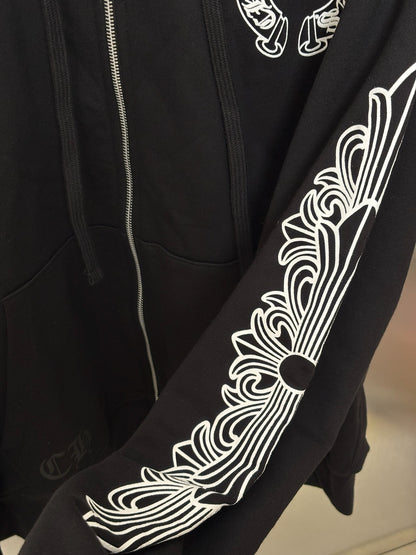 Chrome Hearts Horseshoe Floral Cross Zip Up Hoodie