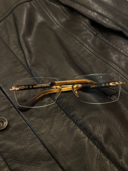 CHROME HEARTS DEEP I Gold Plated White Ebony Varnish glasses