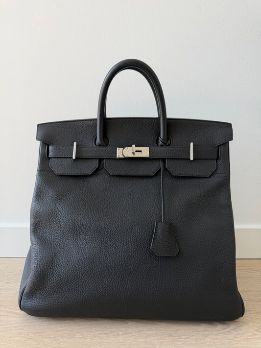 Hermes HAC 40 Noir Togo Leather Palladium SHW