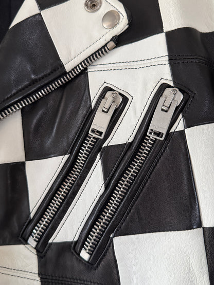 Saint Laurent SS14 Damier Checker moto Leather jacket