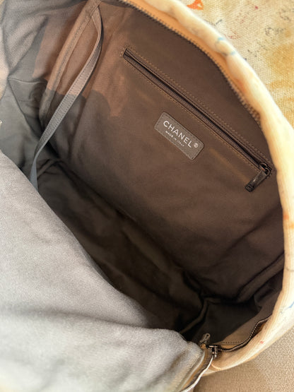 Chanel 2014 Large Art School Beige Graffiti Backpack