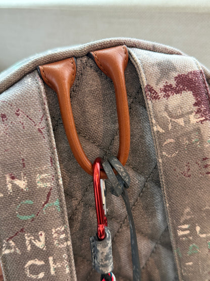 Chanel 2014 Art School Small Grey Graffiti Canvas Backpack