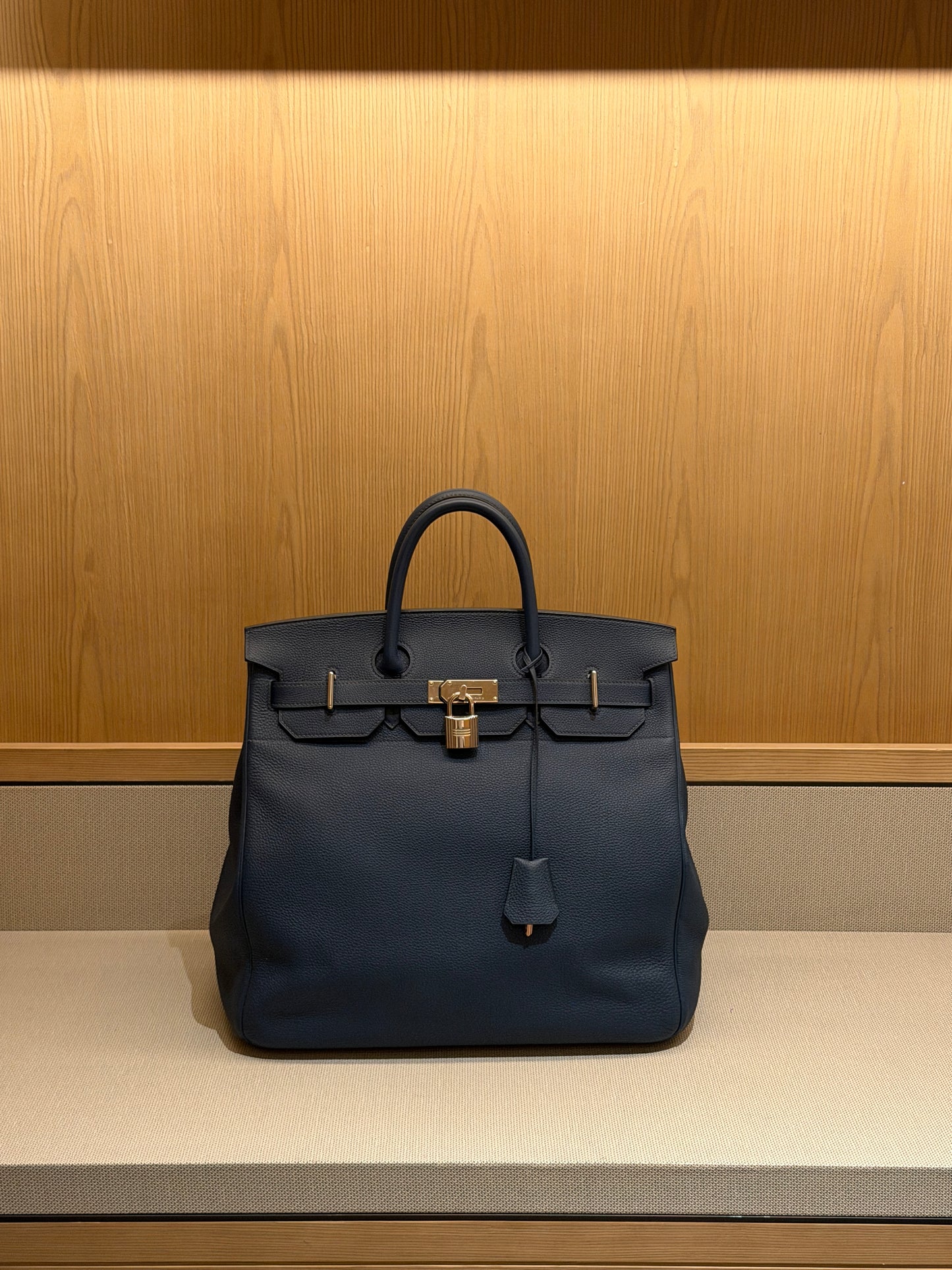 Hermes HAC 40 Deep Blue Togo Leather Palladium Hardware Bag