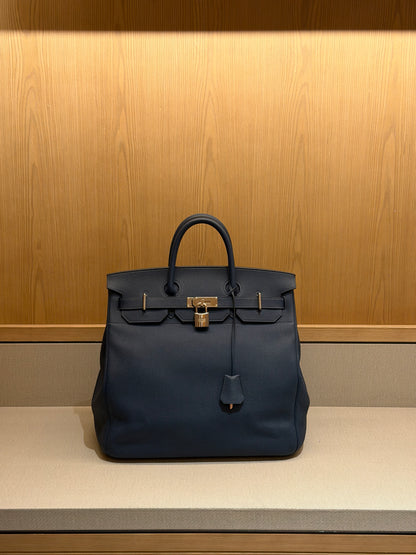 Hermes HAC 40 Deep Blue Togo Leather Palladium Hardware Bag