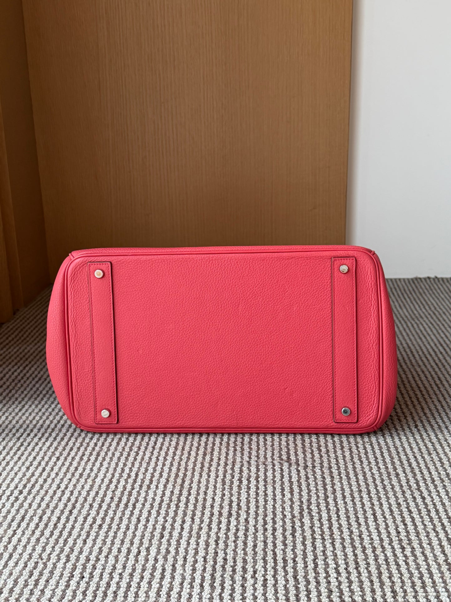 Hermes HAC 40 Bougainvillea Red Togo Leather Palladium Hardware Handbag