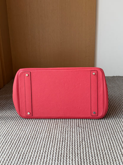 Hermes HAC 40 Bougainvillea Red Togo Leather Palladium Hardware Handbag
