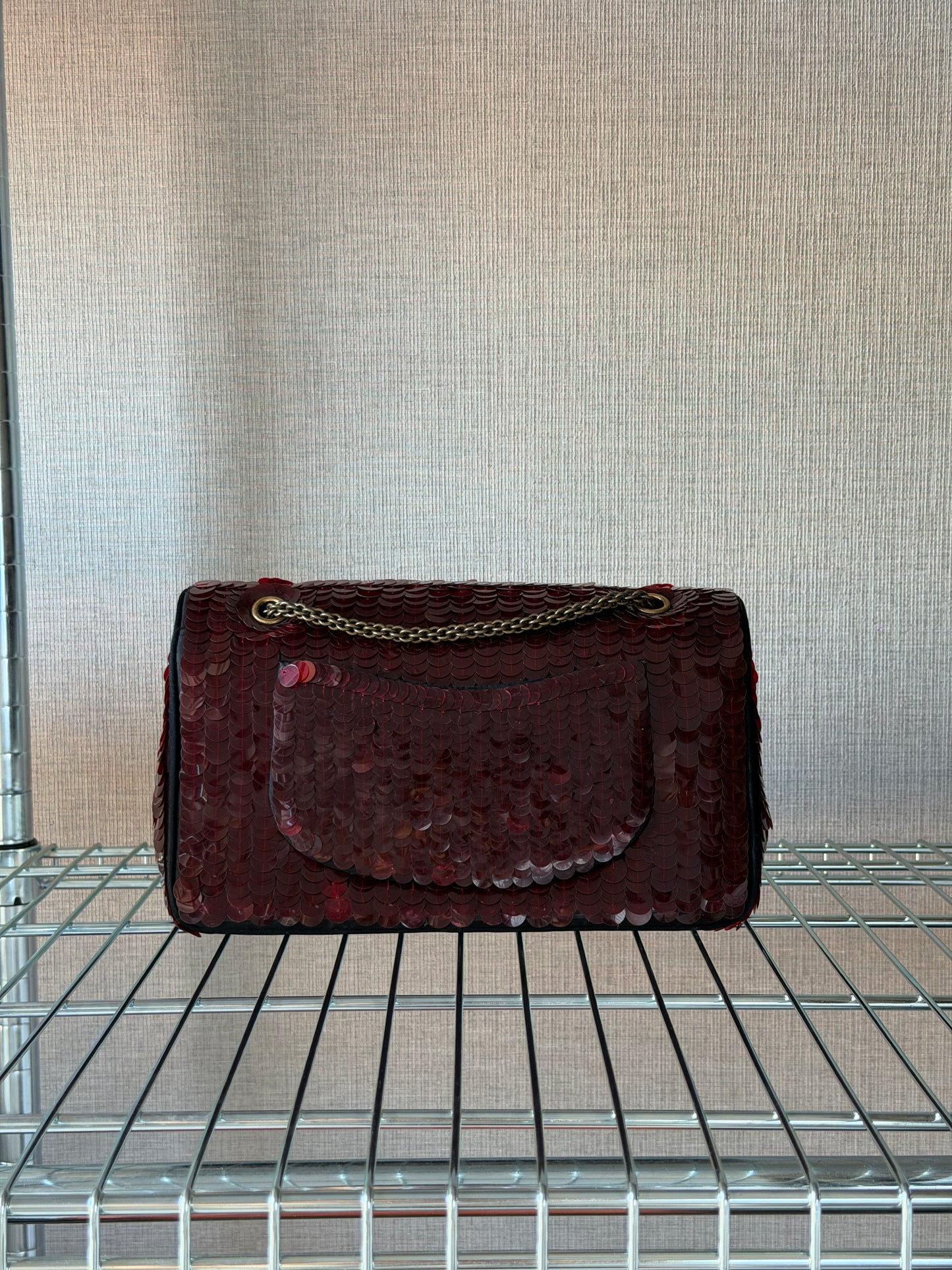Chanel 2010 Shanghai Paris Burgundy Sequin Medium Classic Flap Bag