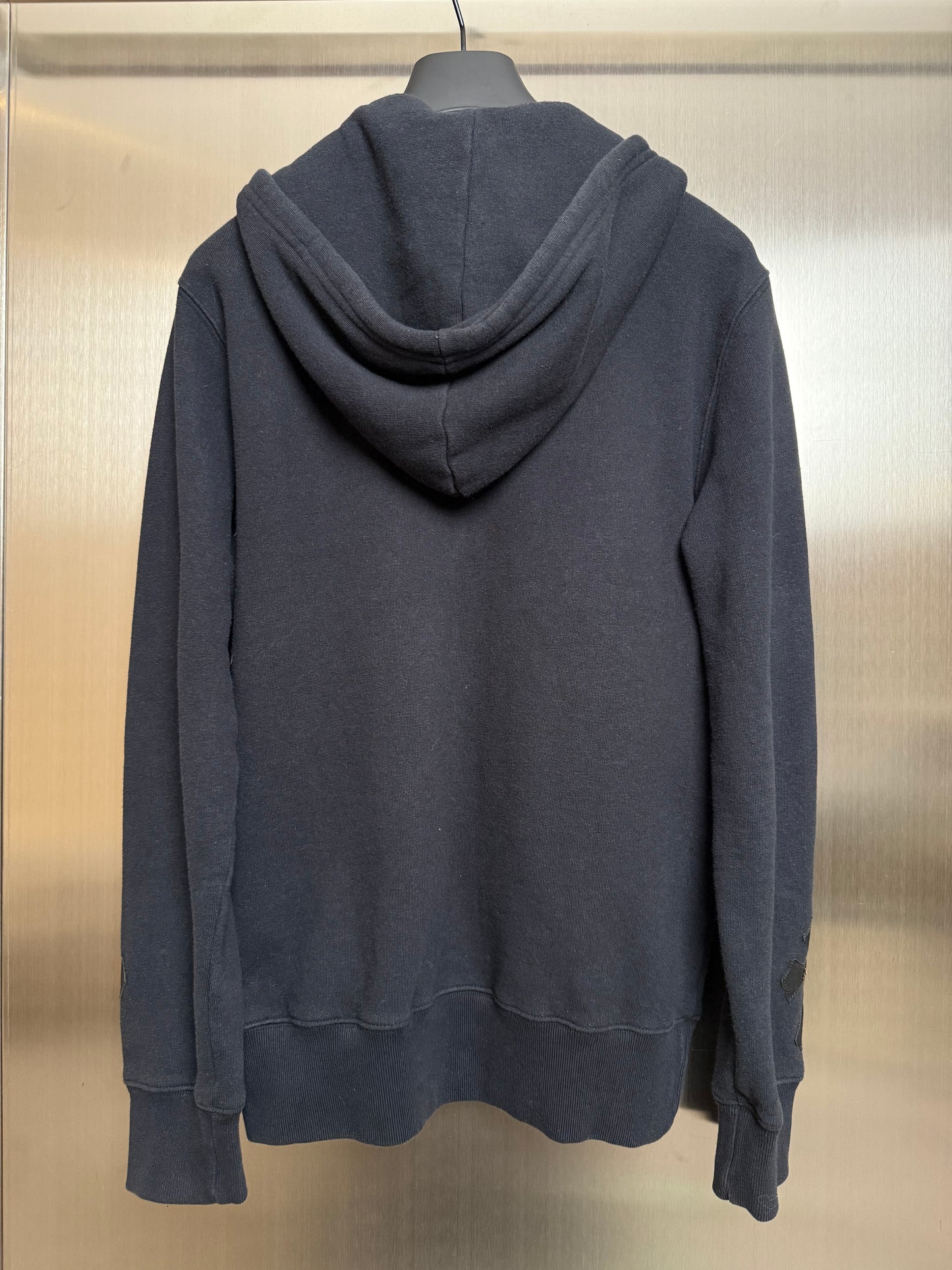 Chrome Hearts Silver Cross Leather Patches Zip Up Hoodie