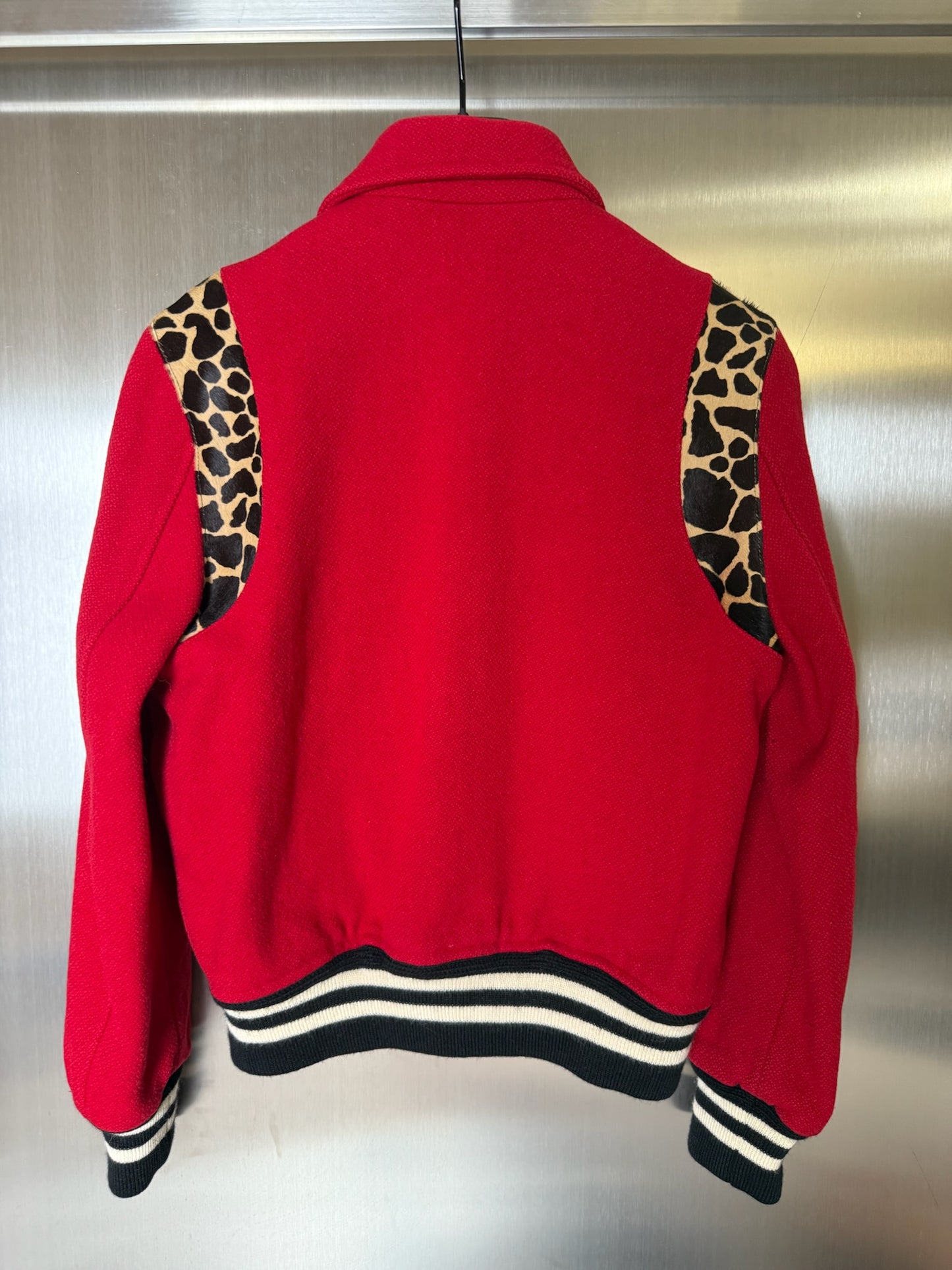 Saint Laurent SS14 leopard varsity teddy jacket