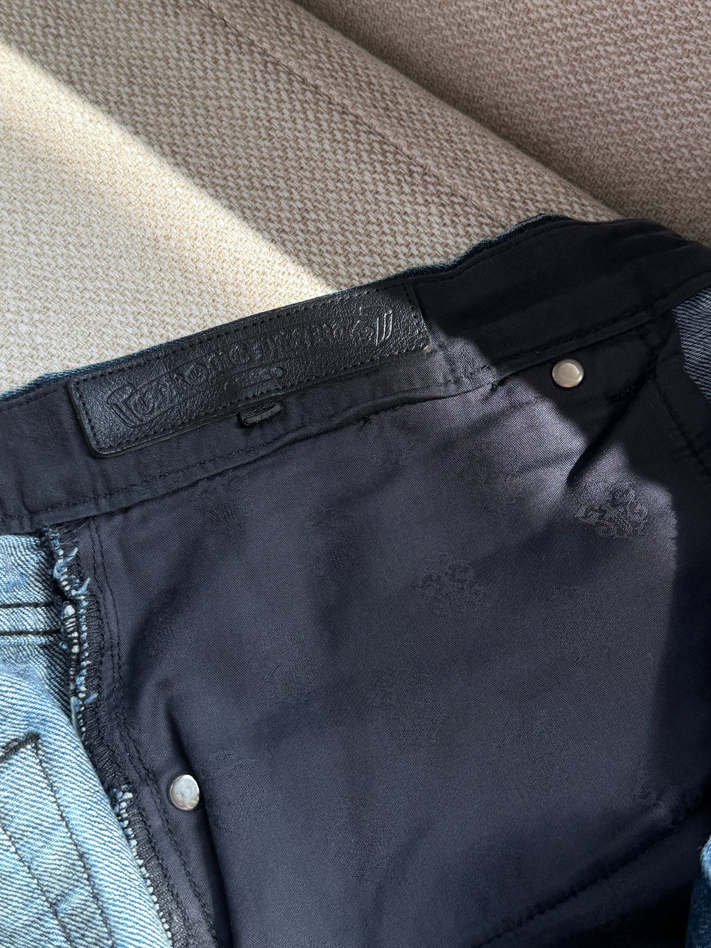 Chrome Hearts Multicolor Cross Patches Blue Jeans