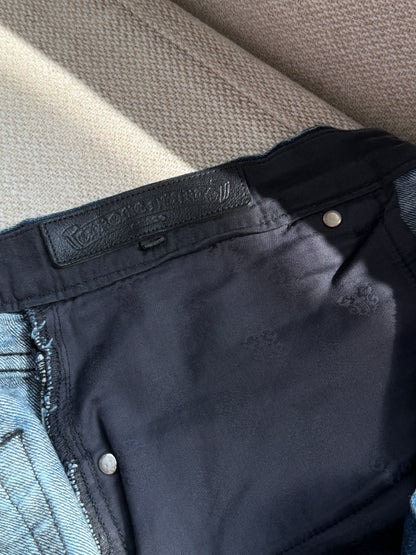 Chrome Hearts Multicolor Cross Patches Blue Jeans