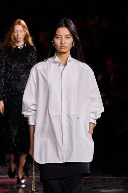 Chanel 26SS Charvet White Tuxedo Long Sleeves Shirt
