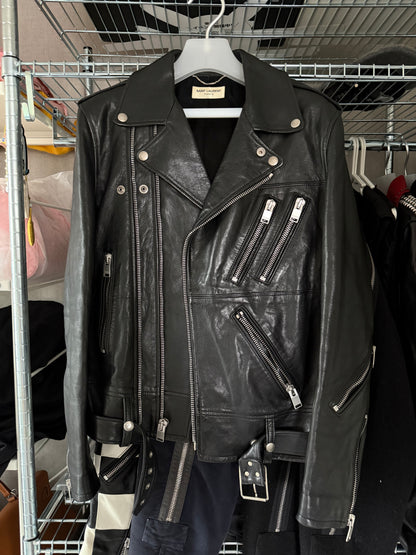 Saint Laurent Paris SS14 multi zip moto leather jacket