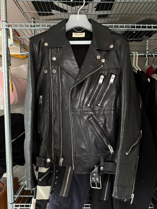 Saint Laurent Paris SS14 multi zip moto leather jacket