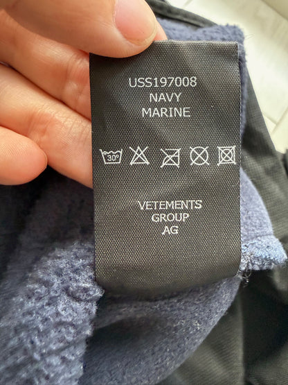 Vetements navy grip fleece bullet zip up