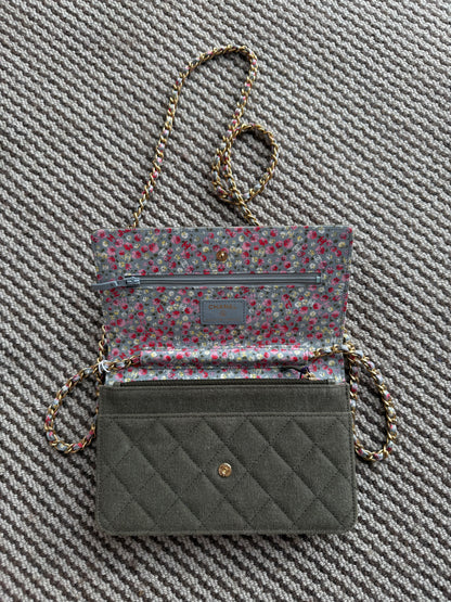 Chanel Embellished WOC Quilted Canvas Wallet on Chain bag