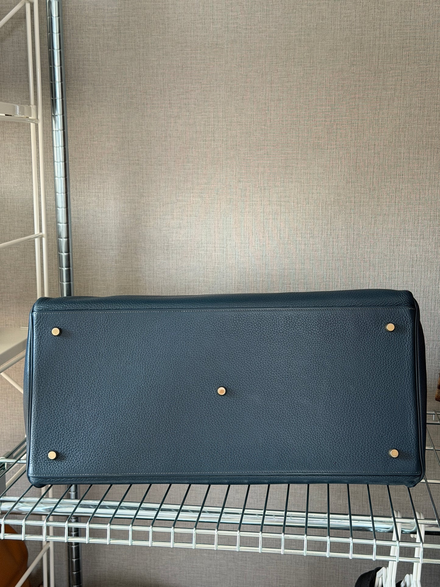 Hermes Bleu Nuit Kelly Voyage 50 Gold Hardware Handbag