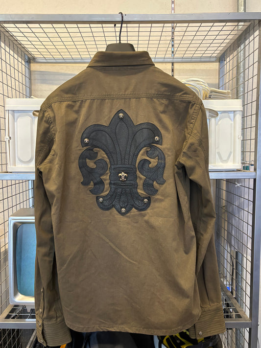 Chrome Hearts Fleur Leather Patch Military Shirt
