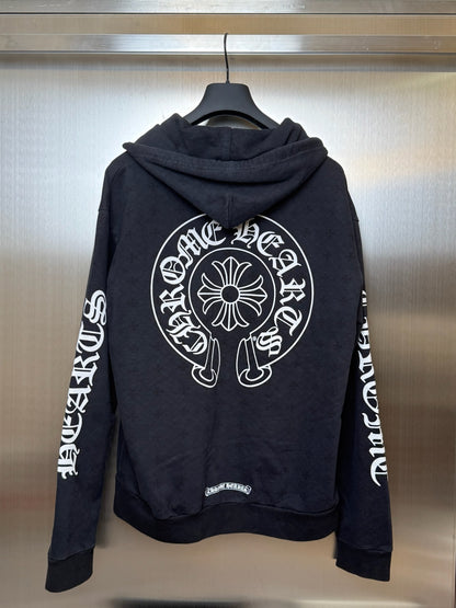 Chrome Hearts All Over Print monogram zip Up hoodie