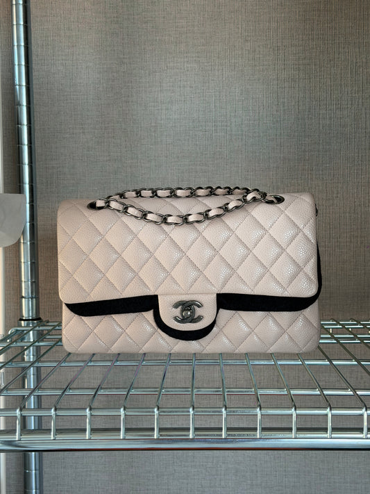 Chanel 2016 Caviar Leather Light Pink Medium Classic Flap