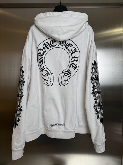 Chrome hearts white horseshoe zip up hoodie
