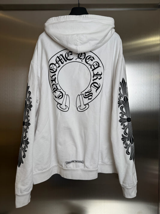 Chrome hearts white horseshoe zip up hoodie