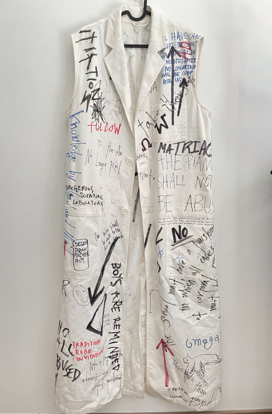 Raf Simons Fw15 graffiti handscript vest Lab coat