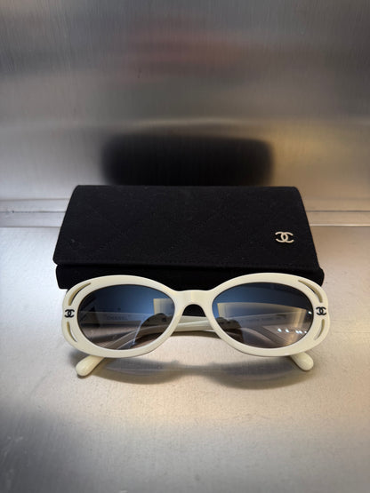 Chanel 23k white sunglasses
