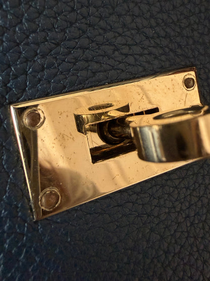 Hermes Bleu Nuit Kelly Voyage 50 Gold Hardware Handbag