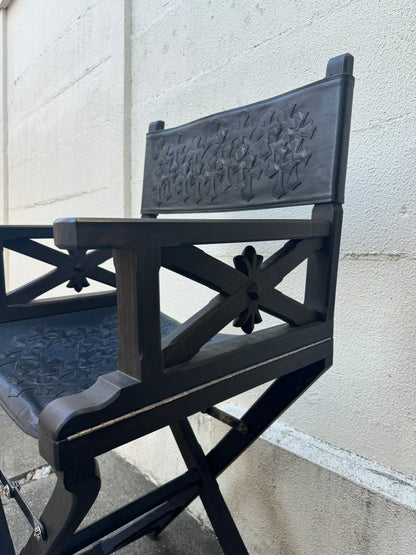 Chrome Hearts Ebony Leather Cross Patches Chair