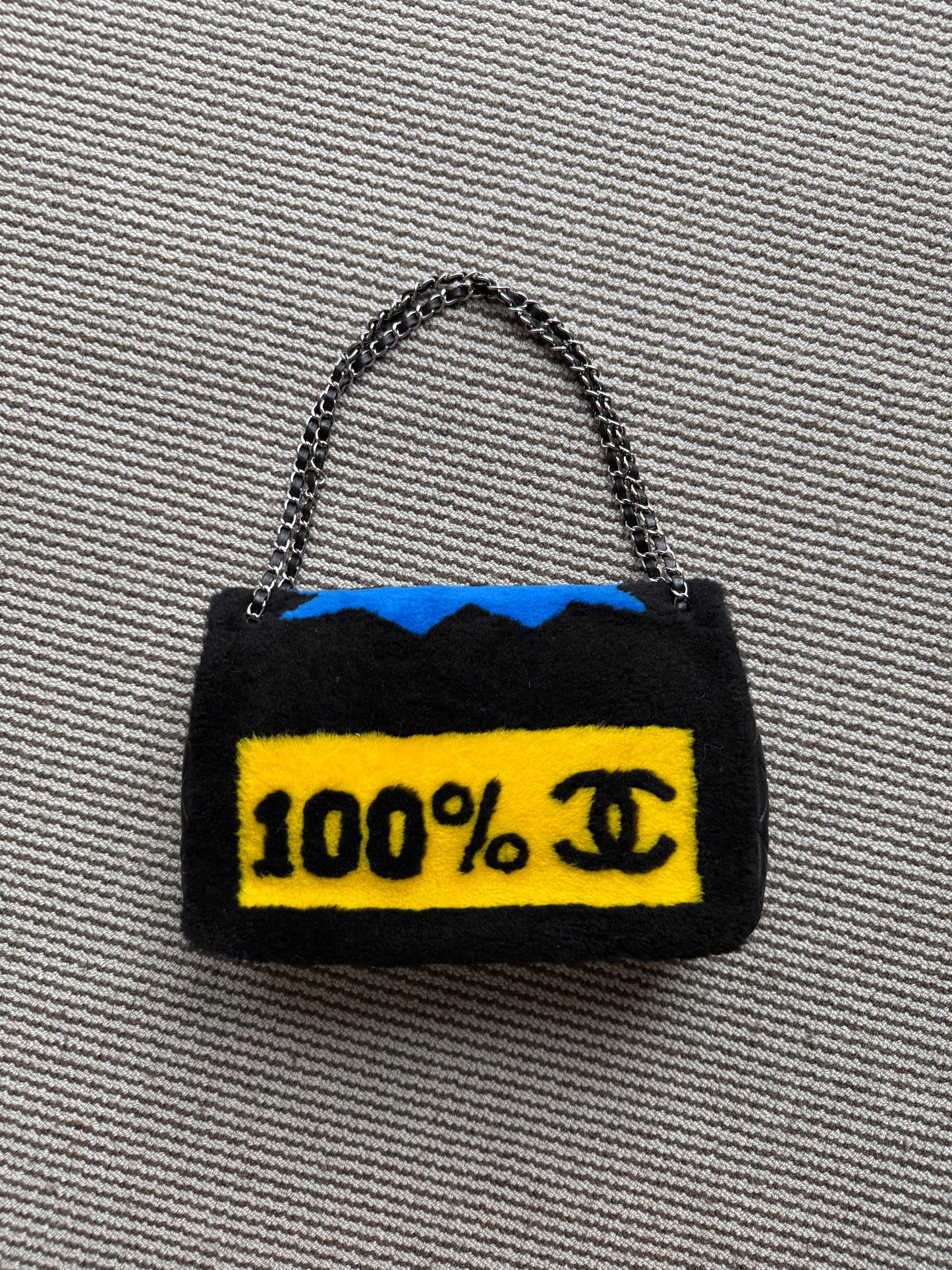 Chanel 14K Supermarket Shearling Classic Flap Jumbo No.5 Comic Bag