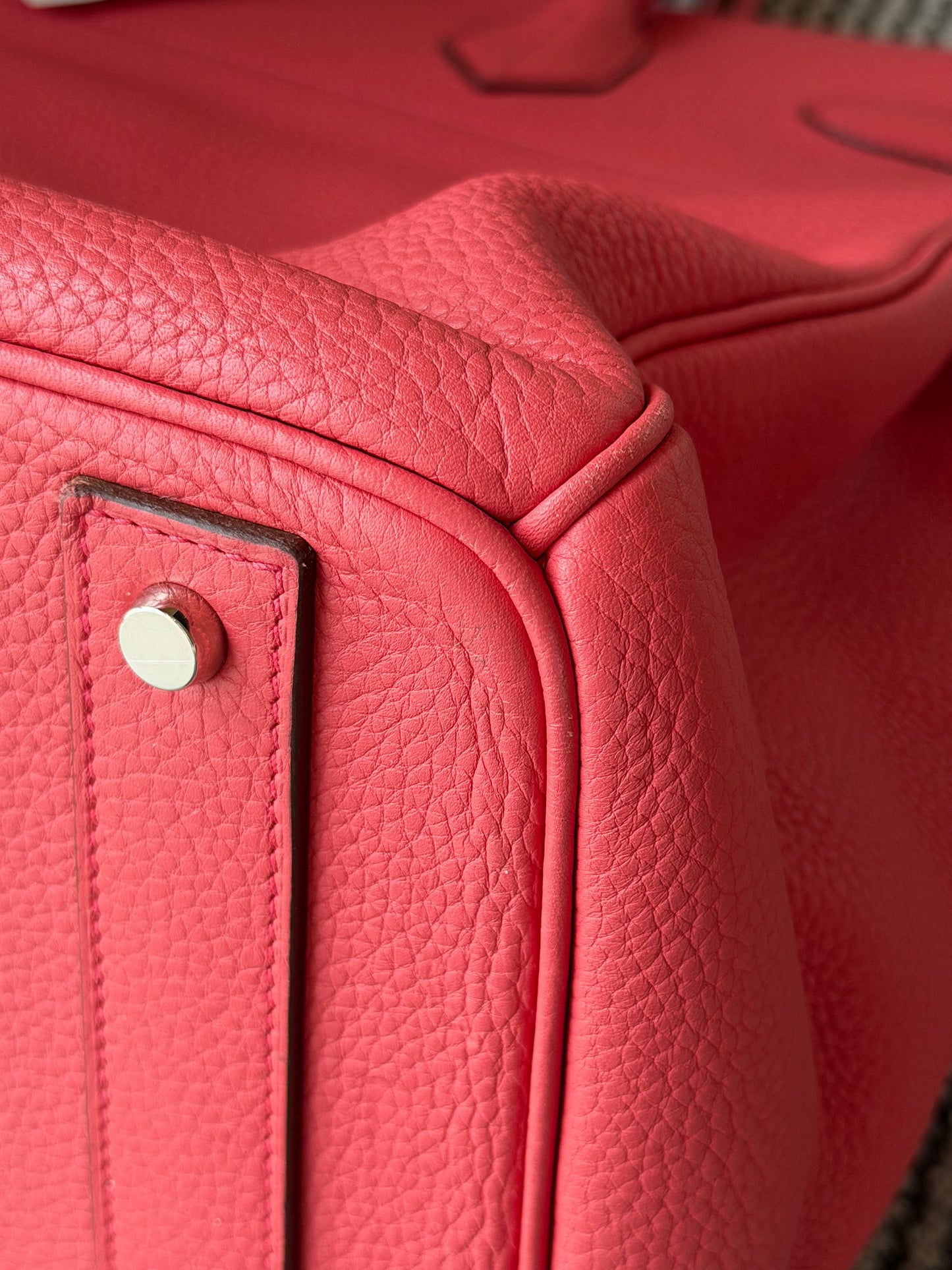 Hermes HAC 40 Bougainvillea Red Togo Leather Palladium Hardware Handbag