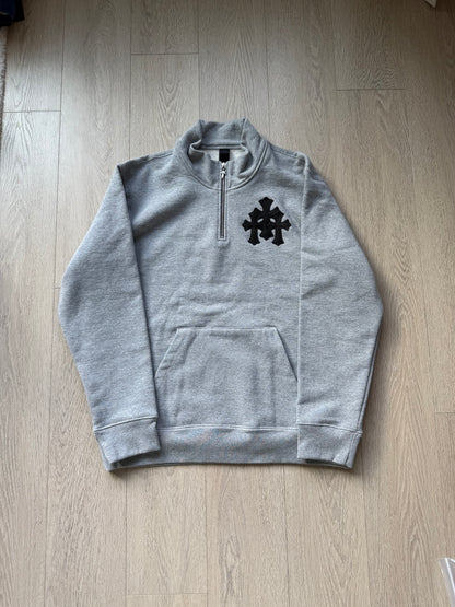 Chrome Hearts paperjam cross patches half zip sweatshirt