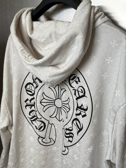 Chrome Hearts White All Over Print Zip Up Hoodie