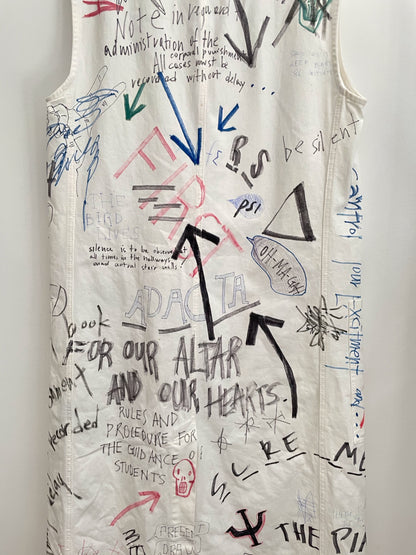 Raf Simons Fw15 graffiti handscript vest Lab coat