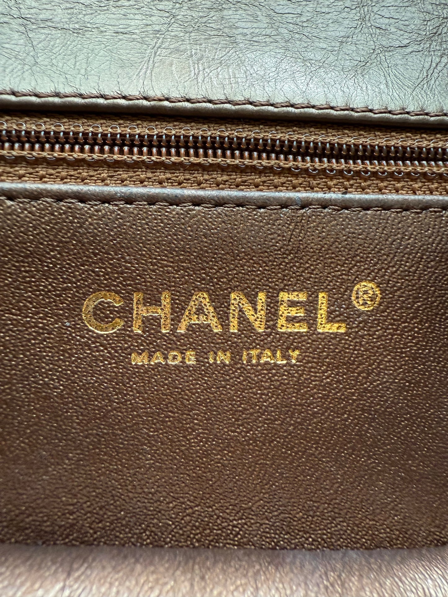 Chanel metallic bronze-toned quilted embossed Logo Classic Flap Bag