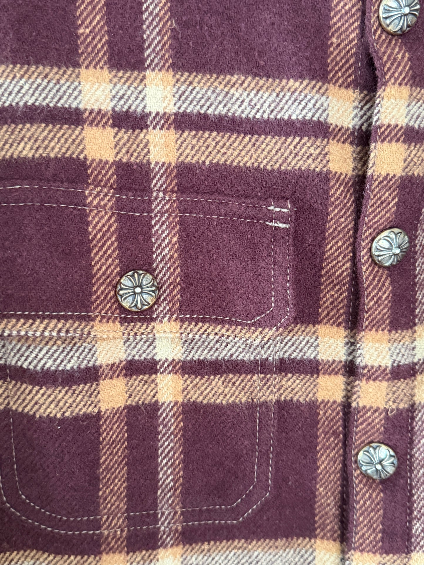 Chrome Hearts Red Workdog Flannel Button Ups Shirt