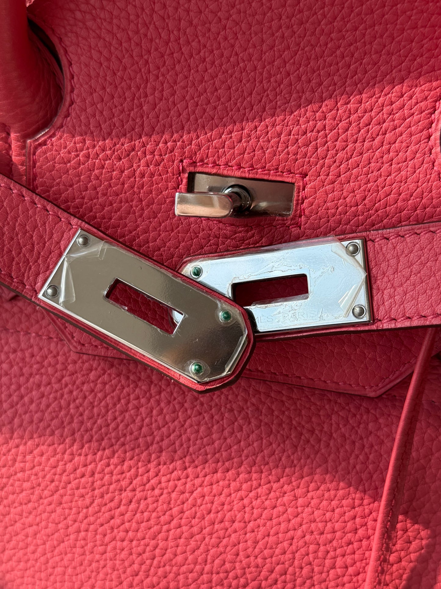 Hermes HAC 40 Bougainvillea Red Togo Leather Palladium Hardware Handbag