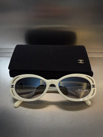 Chanel 23k white sunglasses
