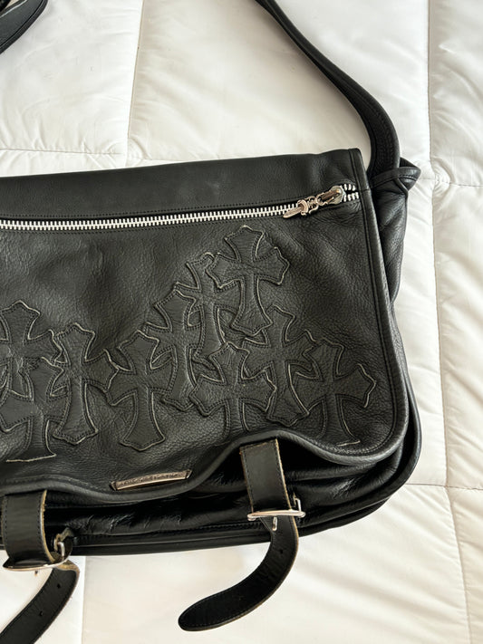 Chrome Hearts cross patches large messenger bag