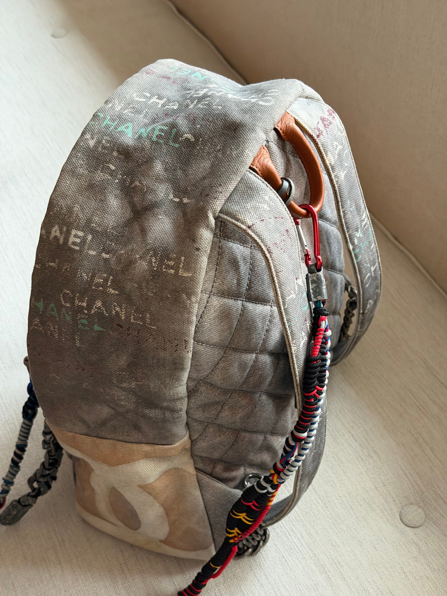 Chanel RARE Large Gray Graffiti Backpack