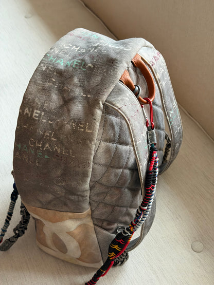 Chanel RARE Large Gray Graffiti Backpack