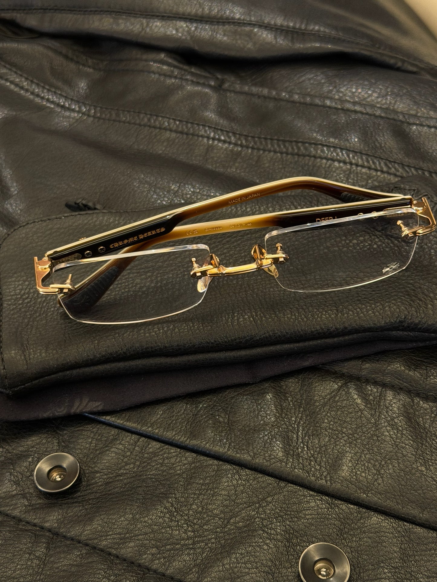 CHROME HEARTS DEEP I Gold Plated White Ebony Varnish glasses