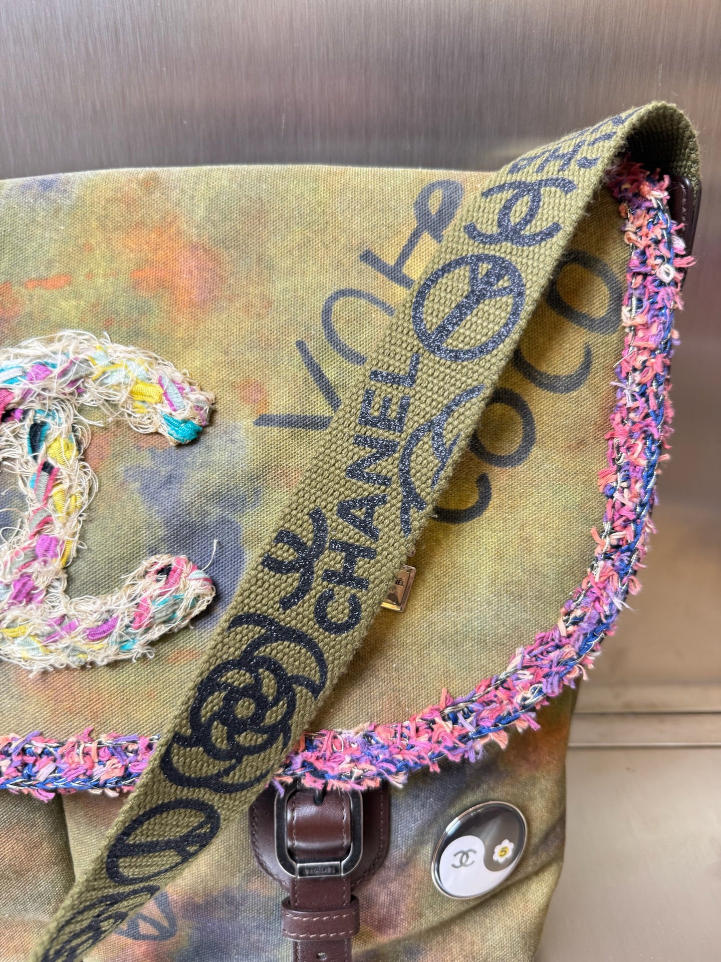 Chanel 15S on the pavements graffiti messenger bag