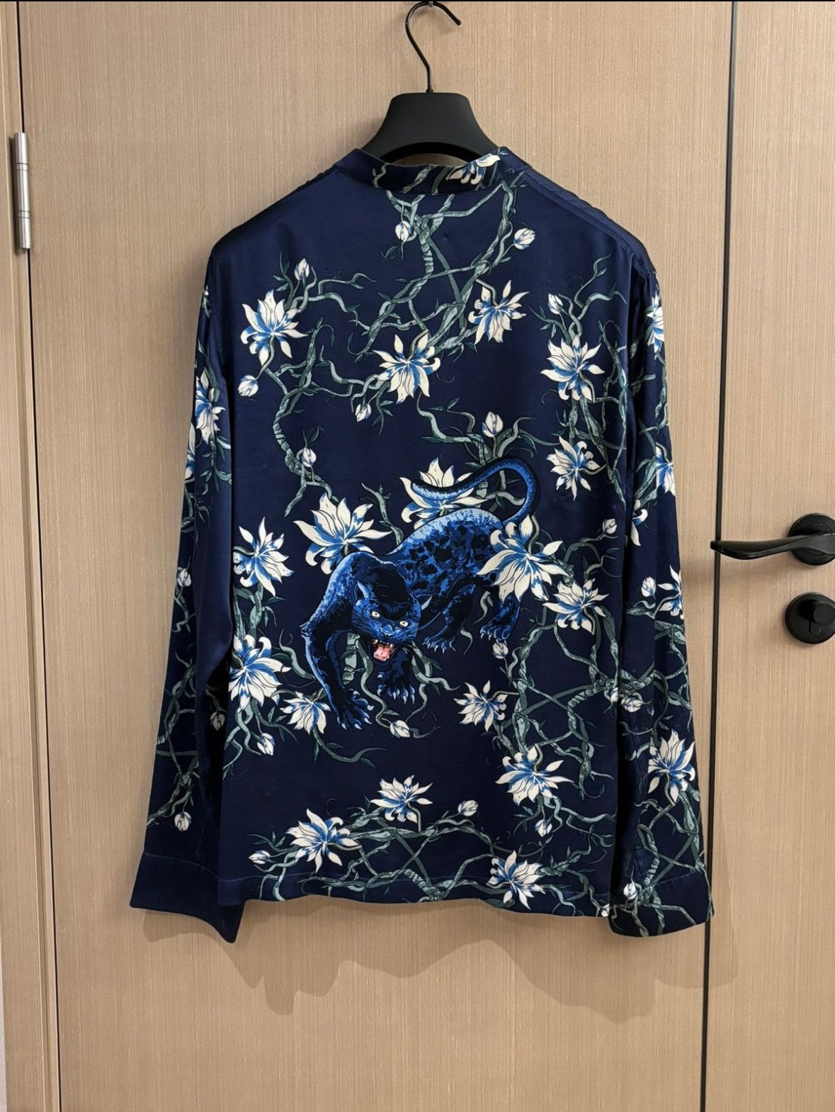 Louis Vuitton SS16 Blue Panther Silk Shirt