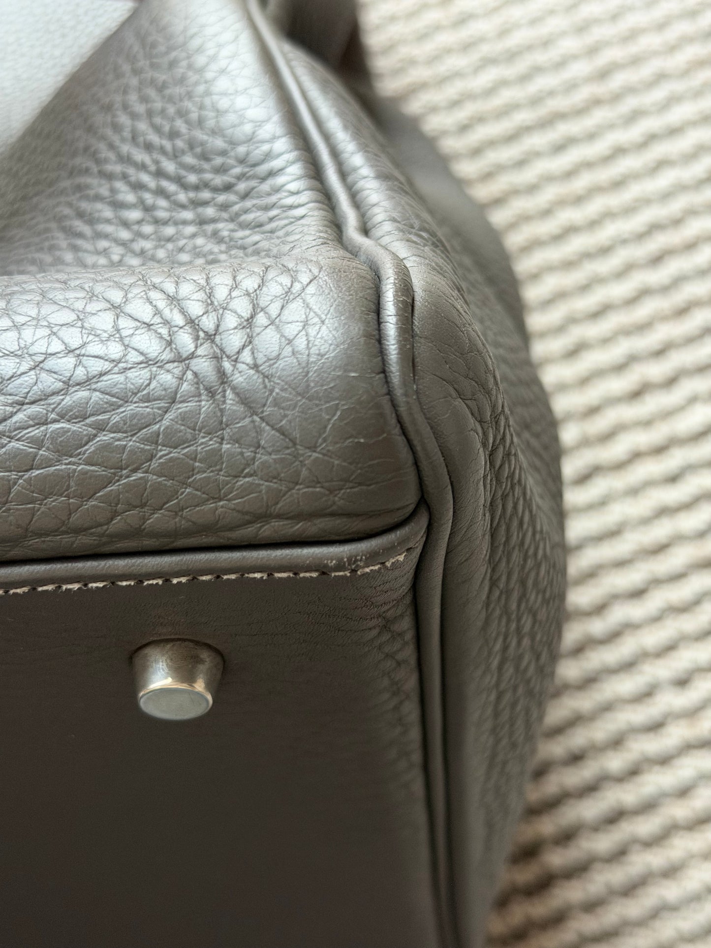 Hermes Kelly 50 Etain Grey Togo Leather Travel Bag