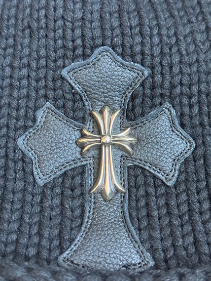 Chrome Hearts Cross Patch with Cross Silver Cashmere Beanie