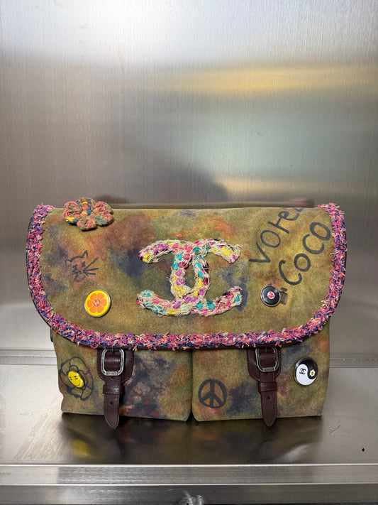 Chanel 15S on the pavements graffiti messenger bag