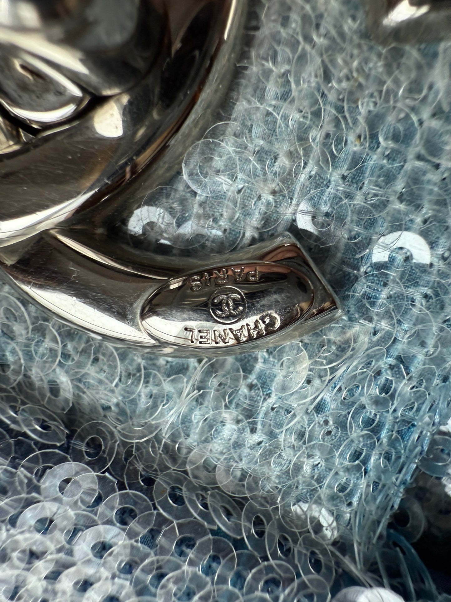 Chanel Blue sequins XL maxi Classic Flap bag