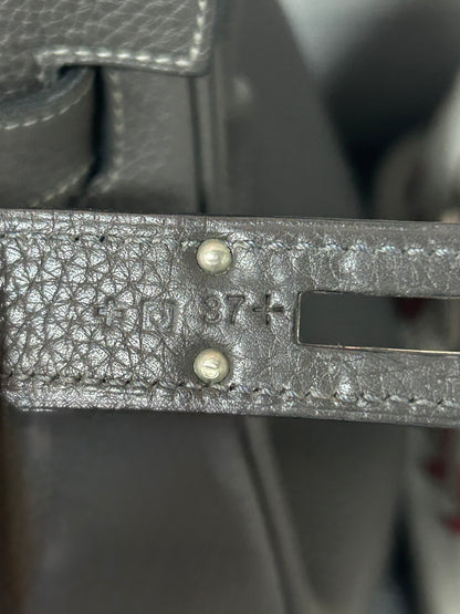 Hermes Kelly 50 Etain Grey Togo Leather Travel Bag